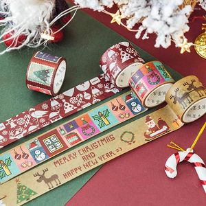 Hediye Sargısı 3cm 5m 1 PCS Noel Pulları Tema Washi Bant Yapıştırıcı DIY Scrapbook Etiket Etiket Maskeleme Ev Dekor