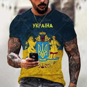 Erkek T Shirt Unisex 2023 Ukrayna Bayrağı Renk Eşleştirme T-shirt Erkek Kadın Moda Nefes Üst 6xl Hd Baskı Gömlek Yaz Tee