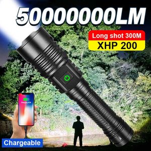 Lanternas Lanternas 50000000 Lumens Lanterna LED Super Brilhante Recarregável Lanterna Poderosa Lanterna Autodefesa Camping Work Flash Light 0109