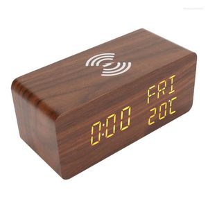 Смотреть коробки деревянные светодиодные часы двойной будильник