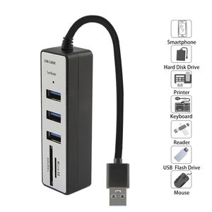 Hight Speed ​​3 Ports USB 3.0 Hub с Micro SD/TF Card Reader Mini Multi USB -разветвитель Используйте адаптер питания с несколькими аксессуарами для эксперта для компьютера.
