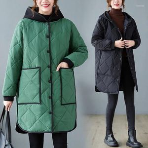 Kadın Trençkotları Sıcak Pamuklu Yastıklı Ceketler Kadın Kış 2023 Down Ceket Kadın Parkas Gevşek Bayanlar Ceket Kalık Kapşonlu Yavru Giyim