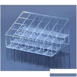 Косметические пакеты оптовые пластиковые прозрачные трапециевидные помады 24 квадратная сетка для сетки подставка для подставки щетки для капля доставки Hea Dhhw3