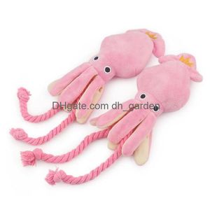 Собачьи игрушки жуют мультипликационные кальмары игрушки Octopus милый BB плюшевый домашний щенок веревка розовый жеватель