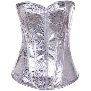 Bustiers korseler korse büstiyer en iyi kadınlar vintage tarzı gümüş aşırı aşırı deri gece kulübü seksi goth giysileri