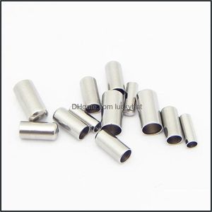 Diğer 50pcs 2/3/4/5mm paslanmaz çelik kapaklar kıvrım deri kord tel metal uç kapak kıvırma tokaları takı yapım bileşenleri 7 t2 damlası d dh3jb