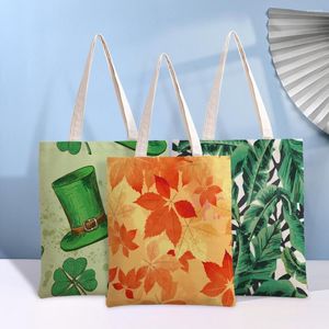Depolama Çantaları Kadın Tuval Omuz Çantası Yeşil Serten Çıkarılar Baskı Basit Alışveriş Öğrencileri Kitabı Pamuklu Kumaş Çantalar Tote Kızlar İçin