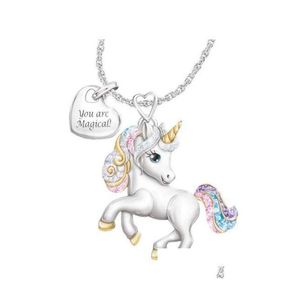Kolye Kolyeler Moda Takı Renk Rhinstone Womens Pony Drop Teslimat Dhuo4