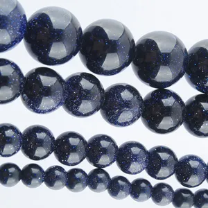 Natural Loose Beads Blue Sand Stone Round 4mm 6mm 8mm 10mm Loose Spacer Beads for Jewelry Making DIY Charms Bracelets BG309