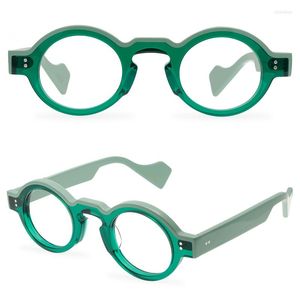 Güneş gözlüğü çerçeveleri asetat gözlük çerçevesi yuvarlak renk kontrast şerit yüksek kaliteli camlar nötr ve moda