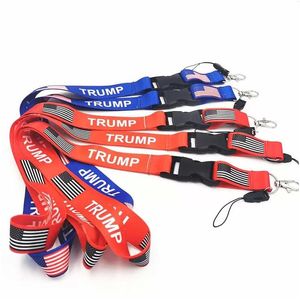 Parti Favor Yeni Trump Lanyards Keychain ABD Bayrak Kimlik Rozeti Sahibi Anahtar Yüzük kayışları Cep Telefonu Damlası için Ev Bahçesi Festivali Dhaln