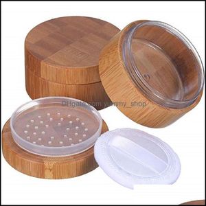 Paketleme kutuları 30 ml boş toz kasası bambu kozmetik kavanoz makyajı gevşek kutu kabı tutucu elek kapakları ve puf damla teslimatı oT61z