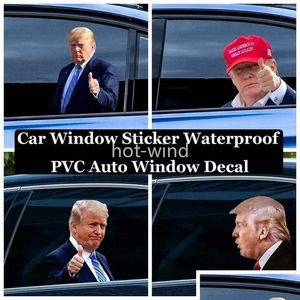 Banner Flags 2024 Seçim Trump Çıkartmaları Araba Çıkartmaları Komik Sol Sol Pencere Kapalı Su Geçirmez PVC Çıkartma Parti Malzemeleri F0627X08 D DHOIR