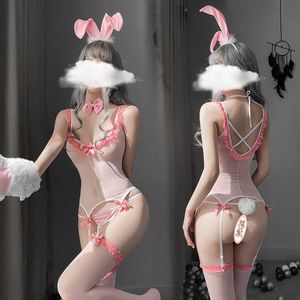 Sexspielzeug Sexstrümpfe Sexy Unterwäsche weiblicher Sinn Kaninchenmädchen Uniform Versuchung transparenter Seidenanzug Rollenspiel 3708