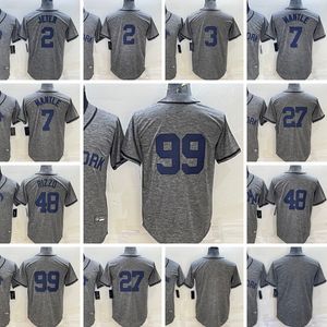 2023 S-6XL New Baseball Jersey 99 Aaron 27 Giancarlo Judge Stanton 2 Derek 3 Babe Jeter Ruth 7 Mickey 48 Anthony Mantle Rizzo Blank Canapa filato grigio Jersey Personalizzato