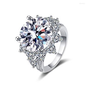 Cluster Rings S925 Sterling Silver 10CT Moissanite For Women White Gold Plated Brand Wedding Fine Jewelry With Certificate Drop