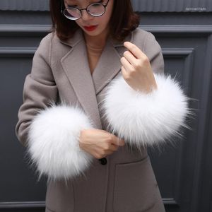 Fingerless Gloves 2023 Winter Woman Glove With Fur Sleeve Windbreak Thickening And Warm Cuff Large Wrist Guard Leather-like Hand Ring