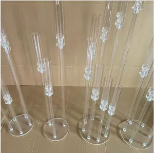 Decoração de casamento Centralpiece Candelabra Clear Candle Titular acrílico Candlesticks para Casamentos Partido de Evento 10pcs