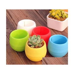 Çiziciler Potlar 200pcs Yeni Bahçe Çiçeği Küçük Mini Colorf Plastik Kreş Çıkan Damlası Ev Bahçesi Veranda Çim Malzemeleri Dhro2