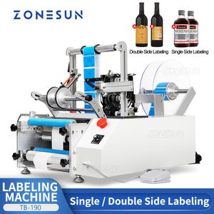 Zonesun ZS-190 Etiketleme Makinesi Şişe Paketleme Makinesi Yarı Otomatik Plastik Kalay Cam Yuvarlak Şişe Sticker Tek Çift Taraflar İçin Labeller