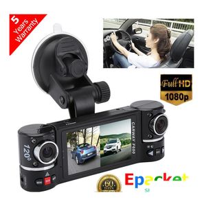 Araba DVR Araba DVRS DVR 2.7 1080p HD CMOS Kamera Video kaydedici Dash Cam GSensor GPS Çift Lens Var Bırak Teslimat Mobilleri Motosiklet DH6TP