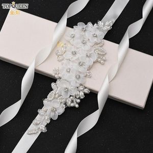 Düğün Kanatları Topqueen S355 Kemer Beyaz Çiçek Gelin Kemerleri ile El Yapımı Boncuklu Nedime Elbise Doğum için