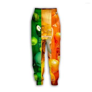 Calça masculina de verão divertida frutas estampadas calças de moletom 3d de moda casual masculina as calças elásticas da cintura Hip Hop