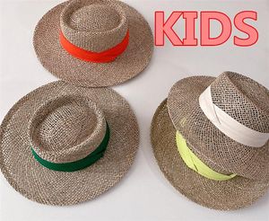 Geniş Memlu Şapkalar 202304-Lele El Dokuma Tuzlu Çim Boş Güneşlik Çıkış Çocuklar Fedoras Cap Kids Jazz Panama Şapka
