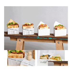 Подарочная упаковка полосы/английская сэндвич -папер -пакет для тостов Burger Burg