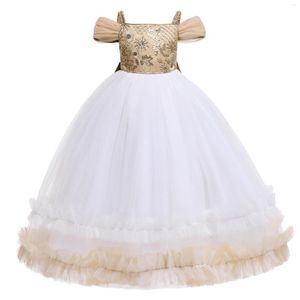 Девушка платья кружевные цветочные девушки платье для свадебной вечеринки детей шампанское театрализованное представление