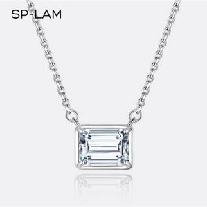 Moissanite Emerald Cut Pendant Necklaces Unique Design Classic Women Wedding Link Chain Necklace Fine Jewelry For Party