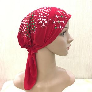 Этническая одежда H089 Африканские женщины Хиджаб Цветная бриллиантовая шапка с ушами Батоу головного платка Арабская шляпа в запасе оптовой тюрбан