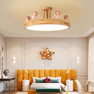 Tavan Işıkları Çocuk Odası için LED LAMP Modern Ahşap Sanat Göz Bakımı İskandinav Karikatür Kapalı Aydınlatma