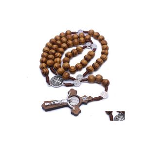 Boncuklu kolyeler el yapımı ahşap İsa dua kolye kadınlar için erkekler kişilik vintage boncuklar tespih moda kolye takı hediyeleri dhiso
