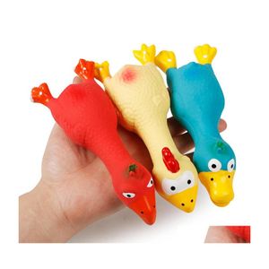 Köpek oyuncakları çiğniyor doğal lateks evcil hayvan çığlık atan tavuk ördek oyuncak squeaker eğlenceli ses kauçuk eğitimi köpek çiğneme diş temiz dhcoj