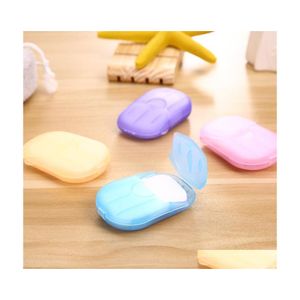 Sabonete artesanal 20pcs/caixa mini papel de viagem lavando banho de mão limpeza lençóis perfumados boxe desinfetante desinfetante de dhxsa