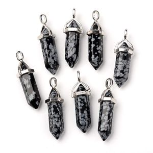 Teryaklar Fashewelry Doğal Kar Tanesi Obsidiyen Şekli Taş 3740x12mm Altıgen Şifa Sandalı Çakra Taş Takas J AMJ1Q