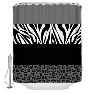 Cortinas de chuveiro Casa estampa de leopardo Zebra Cortina de banheiro de luxo de lavatório de tecidos à prova d'água