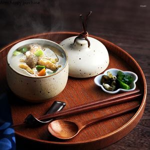 Миски керамическая миска Stoare тушеное мясо с крышкой суп -чашка для закуски для закуски для закуски для салата для салата блюда