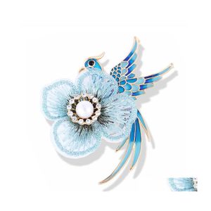Pimler broşlar Çin tarzı el işlemeli Phoenix kuş çiçek broş kadın lüks mücevher vintage pim eşarp elbise aksesuarları dr otqst