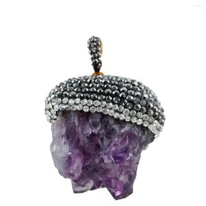 Anhänger Halsketten Natürlicher Kristall Roher Amethyst Quarz Lila Cluster Charms Heilsteine Inlay Klarer Strassschmuck