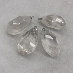 Kolye Kolyeleri Toptan 10 adet Faceted Clear Quartz Rock Kristal Damla Taş Takı Kolye Yaklaşık 30-40mm