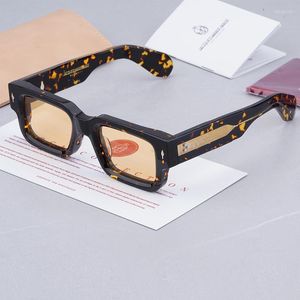 Güneş Gözlüğü Ascarii Orijinal Erkekler Kare Klasik Tasarımcı Asetat El yapımı Güneş Gözlükleri Orijinaller ile