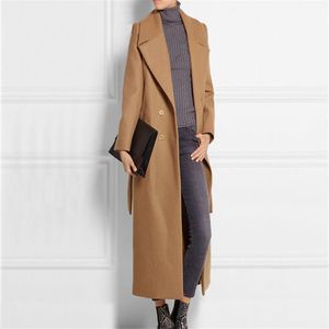 Yeni Moda Uzun Yün Katlı Büyük Boy Kadın İnce Kaşmir Düz Hem Palto Ceket Tasarım Feminos Maxi Kış Paltoları248V