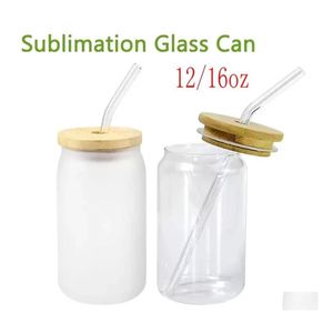 Tumblers UPS12 унции 16 унций Сублимация стеклянная кола CAN CAMBLER CLEAR CREADED GRO