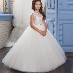 Kız Elbise Seksi Dantel Görüntü Gerçek Görüntü Fildişi Beyaz Çiçek Balo Kırpma El elbisesi Kat Uzunluğu Kutsal Cemaat Elbise Prenses 2023