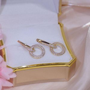 Saplama küpeleri 14K Gerçek Altın Kaplama Moda Mücevher Kristal Yuvarlak Zarif Kadın Tatil Partisi Zarif Küpe