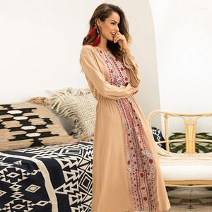 Sıradan Elbiseler Sonbahar Çöp Vintage Femme V Boyun Çiçek Meksika İşlemeli Elbise Maxi Zarif Uzun Kollu Bayanlar Bohemian DD1672