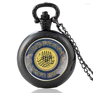 Cep Saatleri Siyah İslami Kaligrafi Kuvars Cam Dome Saat Kolye Kolyeler Takı Hediyeleri