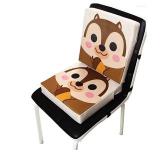 Sandalye ev yastığı piyano ped bebek mat 4pcs taşınabilir sökülebilir ayarlanabilir sevimli hayvan baskı keten çocuk yemek yükseltme